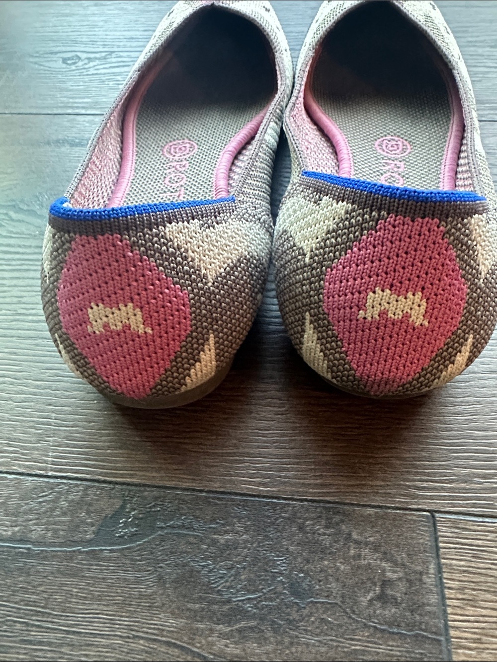 Rothy's Pink Brown Cream Pointed Knit Flats - Picture 3 of 8